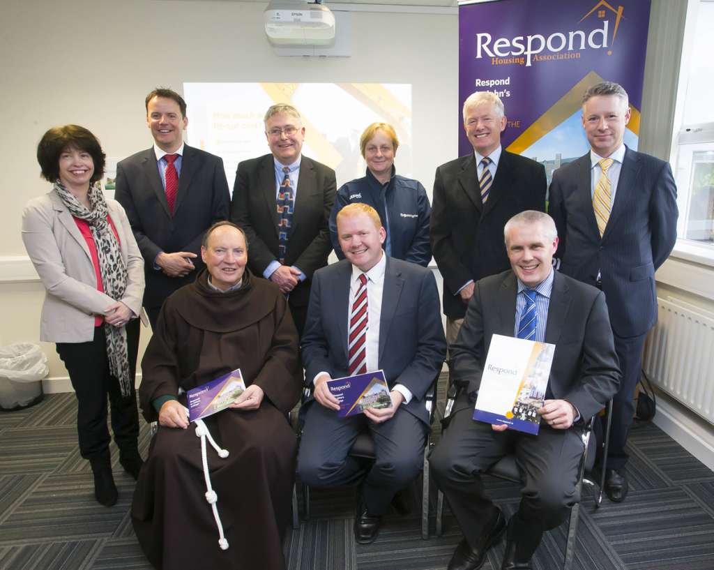 Pictured are standing from left, Susan Goulding Communications Officer, Alan Ryan AIB, Tom Power General Manager Respond Support, Catherine Power, John's College support committee, Aidan Barrett, John's College support committee, Michael Quinn, Director of Services, Waterford City & County Council. Seated are Fr Patrick Cogan CEO Respond, Minister Paudie Coffey TD and Philip O'Reilly, National Co-ordinator of Services for Older People with Respond. 